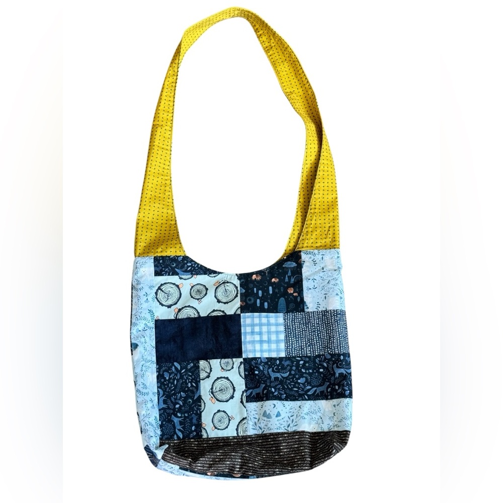 Patchwork Shoulder  Crossbody Bag with Yellow Strap